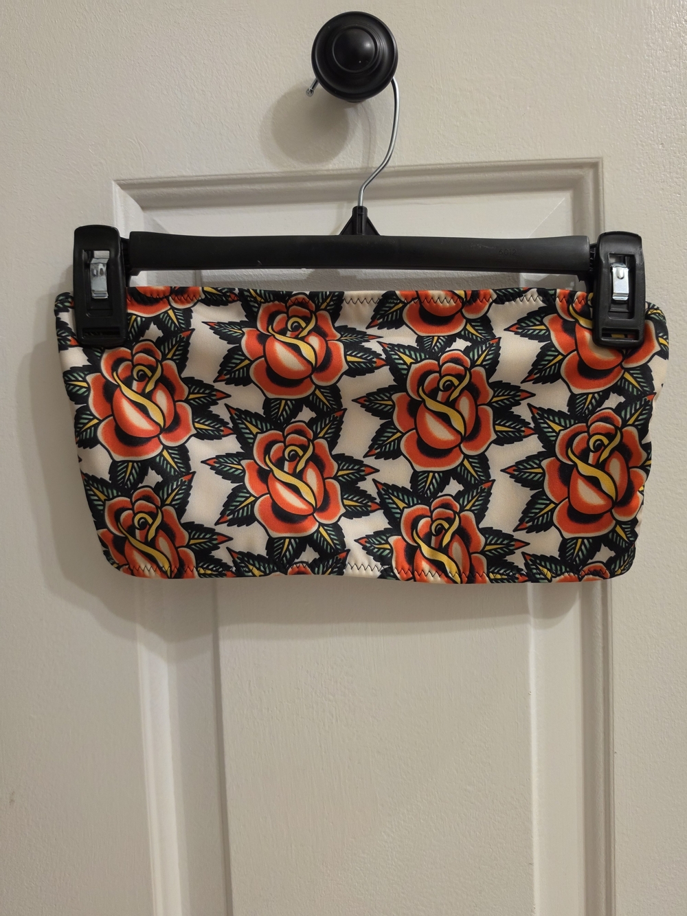 Rose-Print Bandeau Swim Top